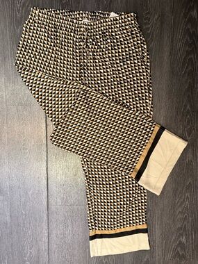 H&M Geometric Print Women's Pants in Black, Cream & Tan
